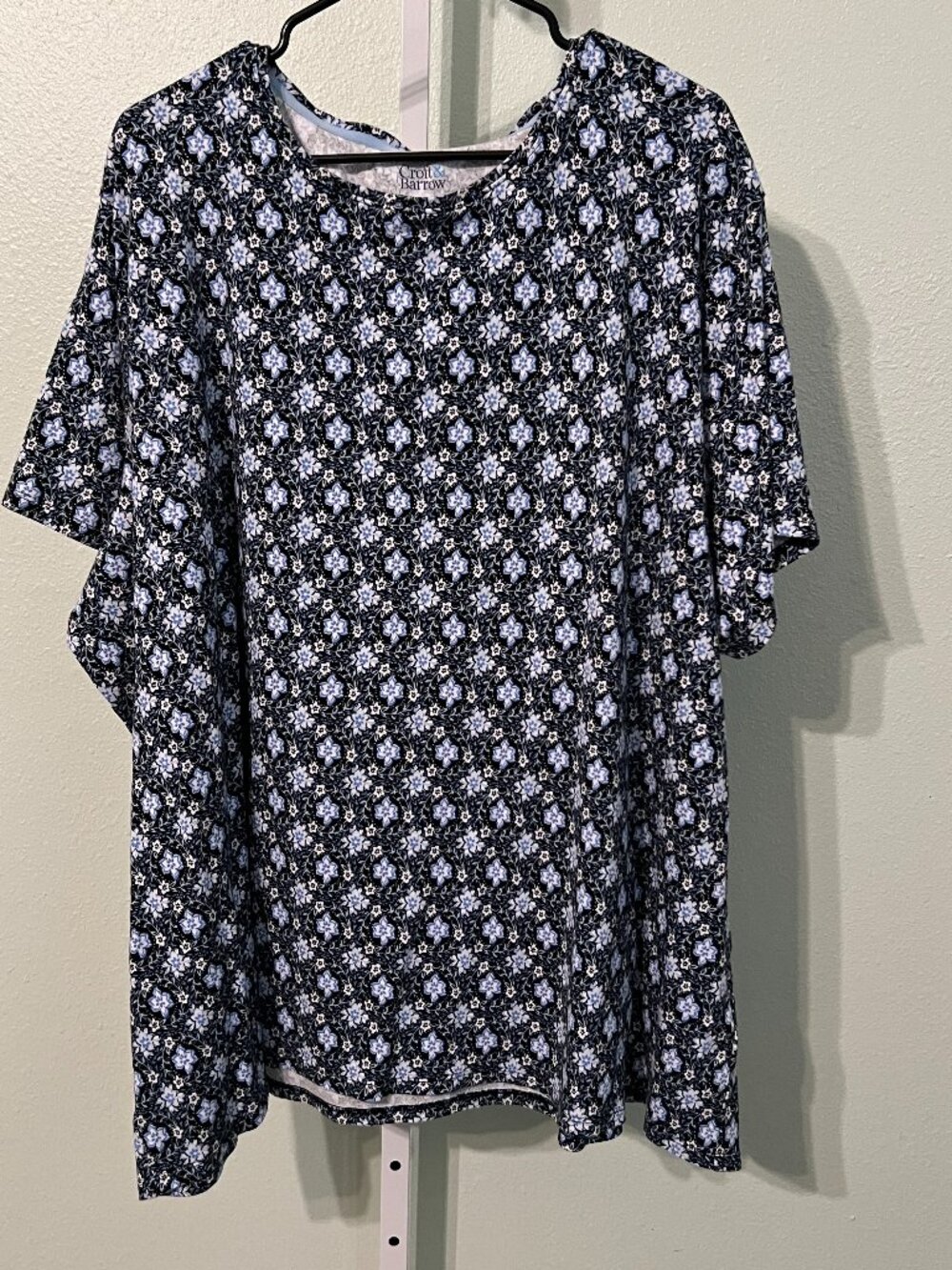 Croft & Barrow Classic Tee Black, Blue & White 100% Cotton Short-Sleeve SZ 5X
